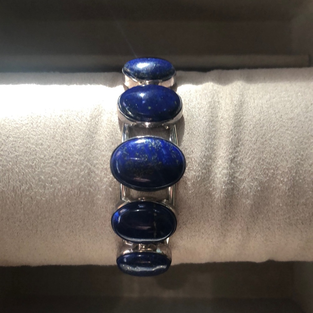 Sterling Silver + Blue Lapis Stone Bracelet